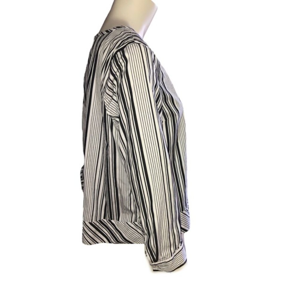 Talbots Petite XLP Black & White Striped Blouse w/ Hip Tie – Long Sleeve - Picture 3 of 7